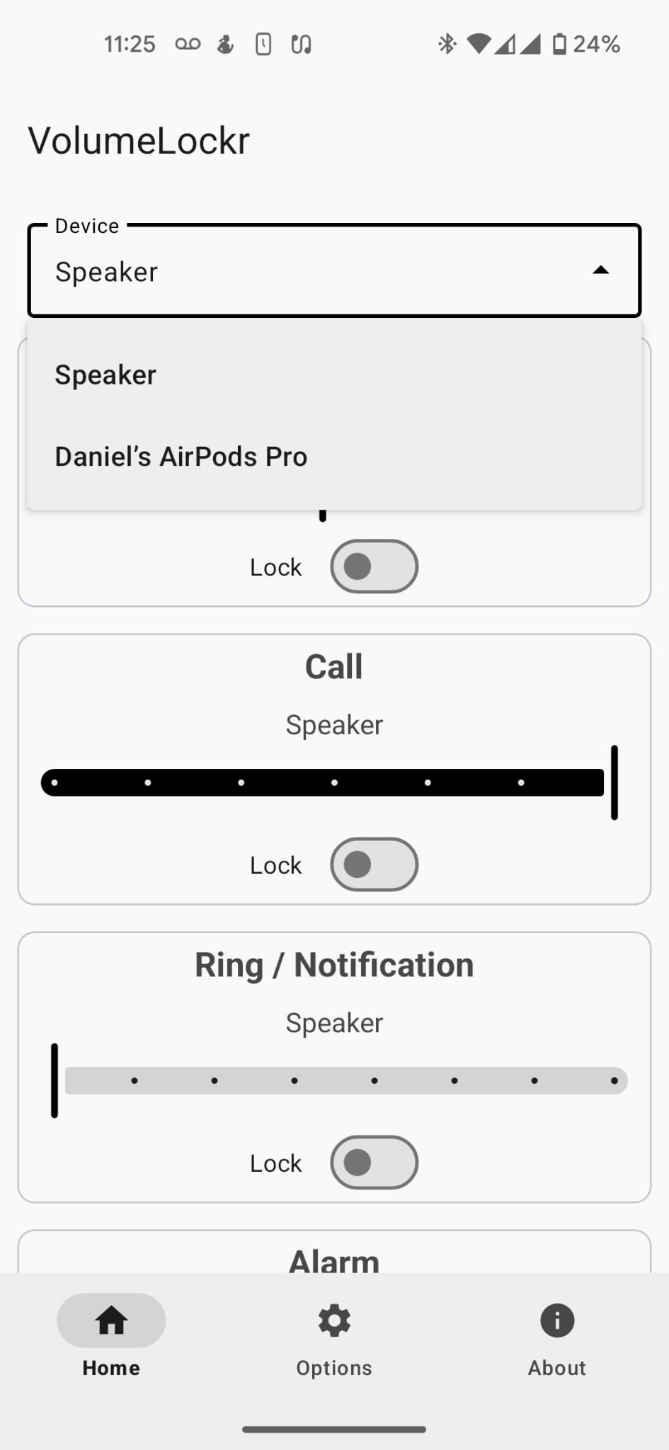 VolumeLockr2 app interface