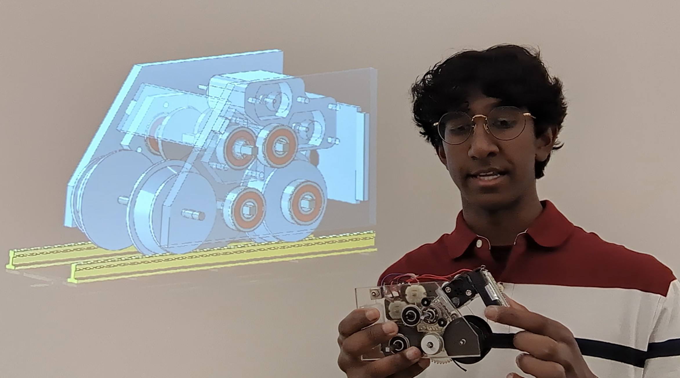 MECH 223 Rail Hauler — drivetrain CAD and assembled gearbox